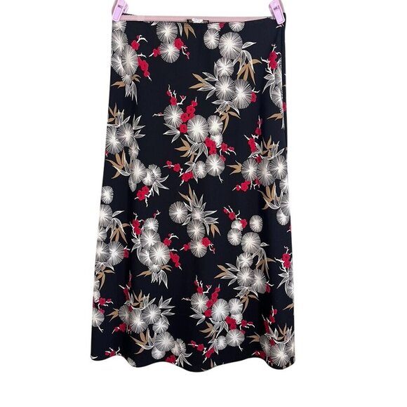 Intriguing Threads Chic Floral Midi Skirt 12 Black Boho Western Hippie Indie 80s - Picture 1 of 11
